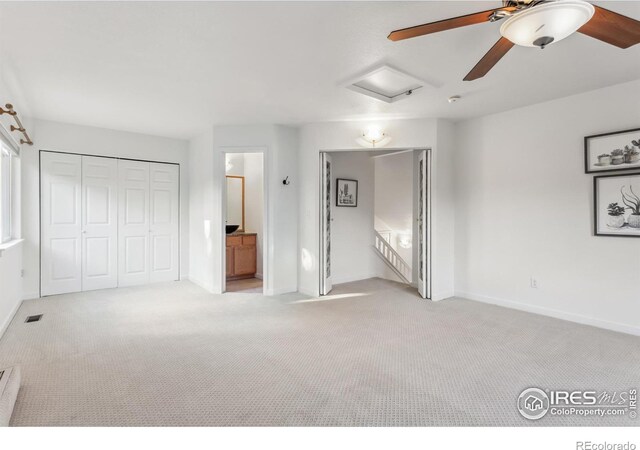 1993 S Fork Dr, Lafayette, CO 80026 - unfurnished bedroom featuring attic access, carpet flooring, a closet, and ceiling fan