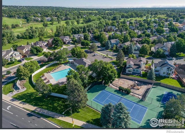 388 Fairfield Ln, Louisville, CO 80027 - aerial perspective of suburban area with a pool