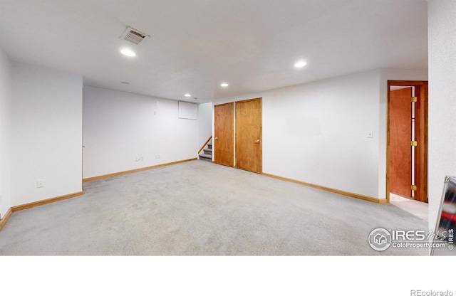 2027 Churchill Ct, Fort Collins, CO 80526 - finished basement featuring light carpet, stairway, and recessed lighting