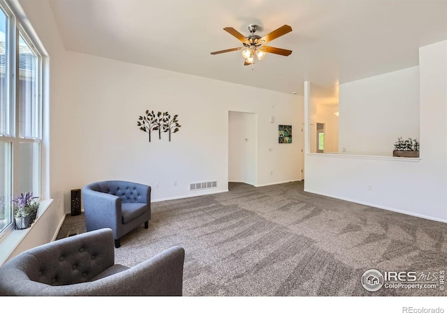 2244 Woodbury Ln, Fort Collins, CO 80524 - living area featuring carpet floors and ceiling fan