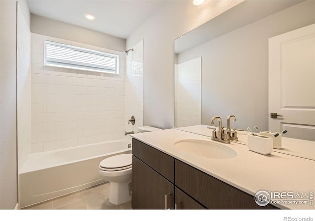 2290 Walbridge Rd, Fort Collins, CO 80524 - bathroom featuring vanity, shower / bath combination, tile patterned flooring, and recessed lighting