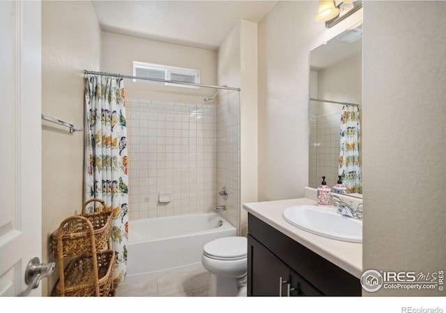 5127 Exploration Ln, Fort Collins, CO 80528 - bathroom featuring vanity, shower / bath combination with curtain, and tile patterned floors