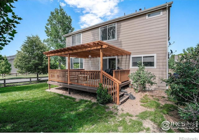 1201 102nd Ave, Greeley, CO 80634 - back of house featuring a pergola, a deck, and a yard
