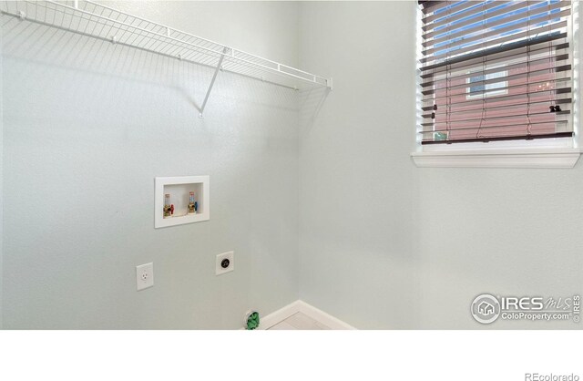 1937 Mahogany Way, Severance, CO 80550 - laundry area featuring electric dryer hookup and hookup for a washing machine
