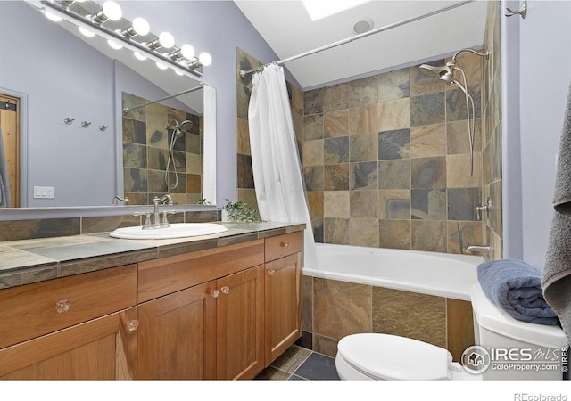 3727 Gamble Gulch Rd, Black Hawk, CO 80422 - bathroom featuring tiled shower / bath, vanity, and tile patterned flooring