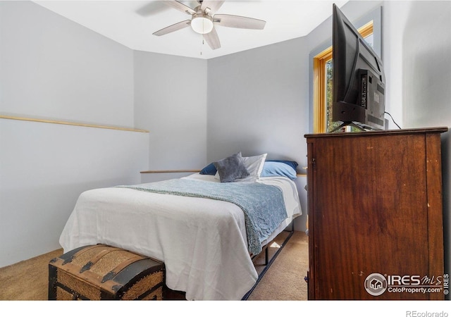 3727 Gamble Gulch Rd, Black Hawk, CO 80422 - carpeted bedroom with ceiling fan