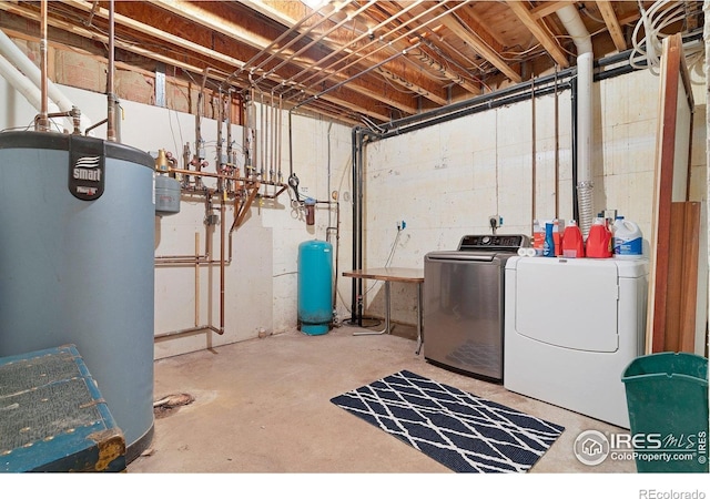 3727 Gamble Gulch Rd, Black Hawk, CO 80422 - laundry room with water heater and washing machine and dryer