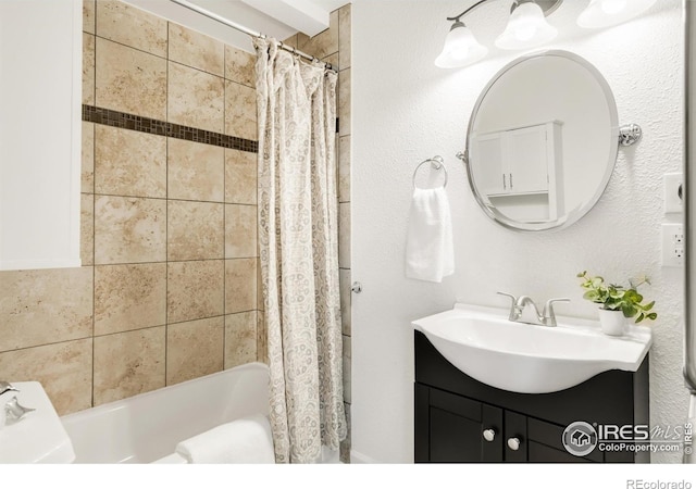4240 Harlan St, Wheat Ridge, CO 80033 - full bathroom with vanity and shower / bath combination with curtain