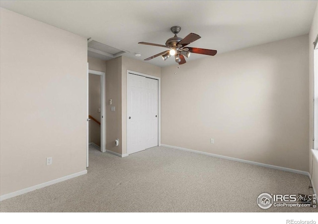 3632 Cassiopeia Ln, Fort Collins, CO 80528 - carpeted spare room with a ceiling fan, attic access, and a smoke detector