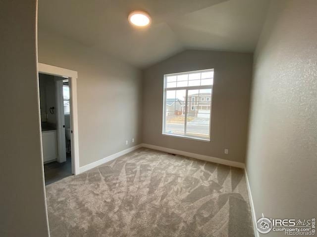 7156 Feather Reed Dr, Wellington, CO 80549 - unfurnished room featuring plenty of natural light, carpet floors, and vaulted ceiling