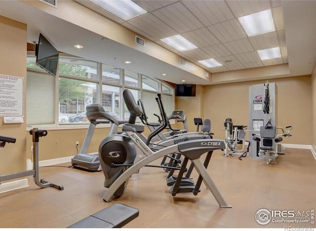 1827 N Grant St Unit 604, Denver, CO 80203 - gym with baseboards and a paneled ceiling