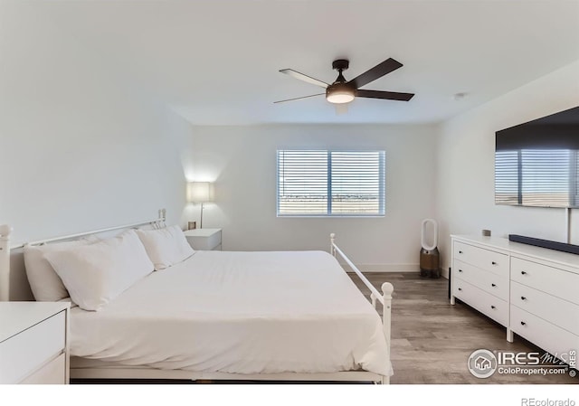 6645 Dry Fork Dr, Frederick, CO 80516 - bedroom with light wood-type flooring and a ceiling fan