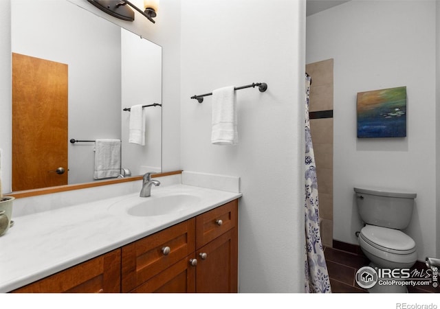 108 Lonestar Rd, Lyons, CO 80540 - bathroom featuring vanity, tile patterned floors, and a shower with curtain