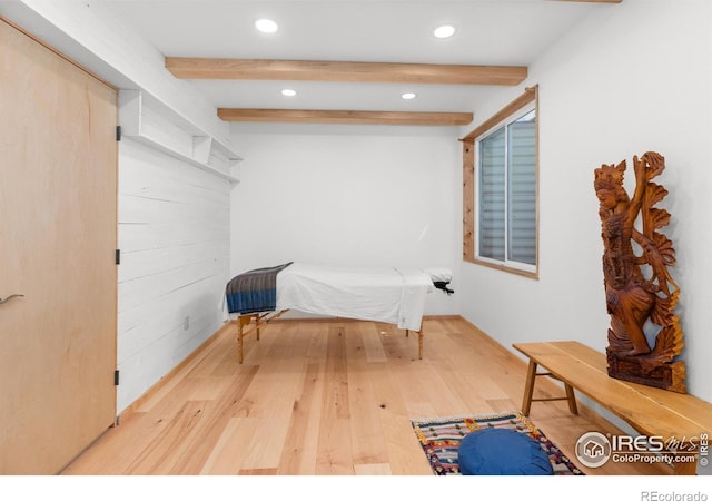 108 Lonestar Rd, Lyons, CO 80540 - spacious closet featuring beamed ceiling and wood finished floors