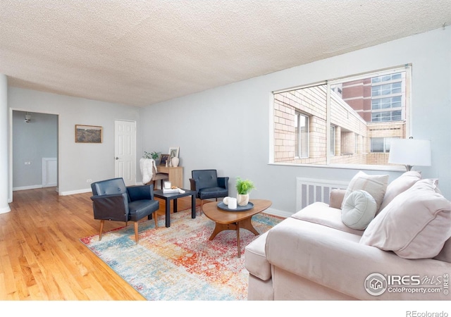 1100 Colorado Blvd Unit 305, Denver, CO 80206 - living room featuring wood finished floors and a textured ceiling