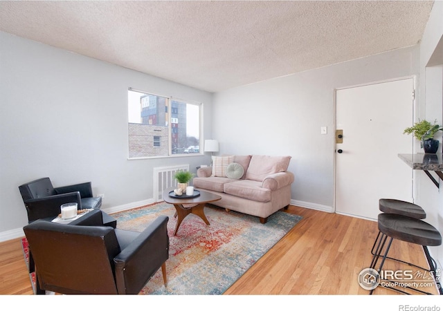 1100 Colorado Blvd Unit 305, Denver, CO 80206 - living area with a textured ceiling and wood finished floors