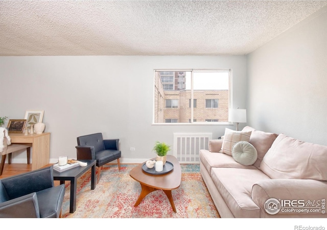 1100 Colorado Blvd Unit 305, Denver, CO 80206 - living room featuring a textured ceiling and baseboards