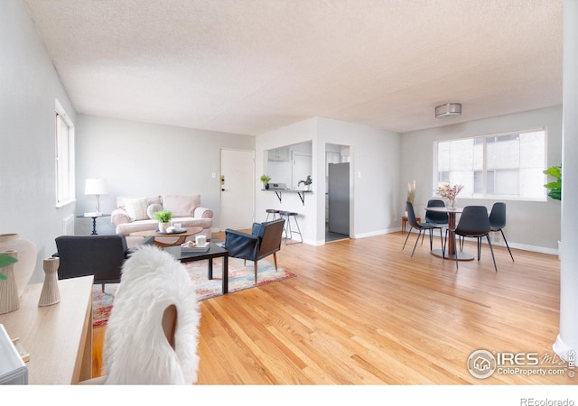 1100 Colorado Blvd Unit 305, Denver, CO 80206 - living room with a textured ceiling and light wood finished floors