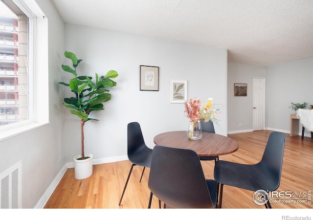 1100 Colorado Blvd Unit 305, Denver, CO 80206 - dining area featuring light wood finished floors, plenty of natural light, and a textured ceiling
