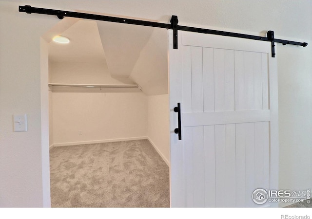 263 E 2nd St, Ault, CO 80610 - walk in closet with a barn door and carpet floors