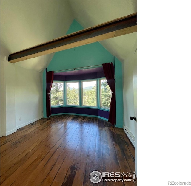 383 Evergreen Rd, Black Hawk, CO 80422 - additional living space with lofted ceiling, hardwood / wood-style flooring, and baseboard heating