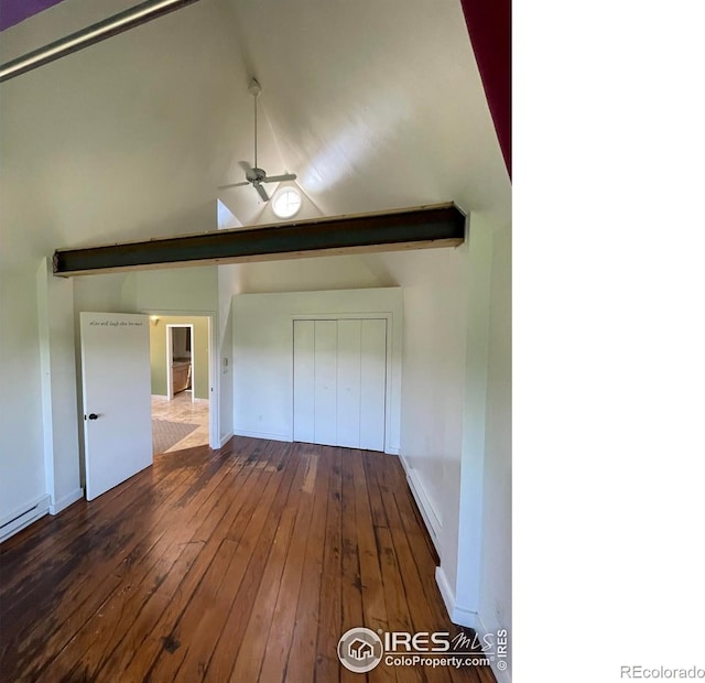 383 Evergreen Rd, Black Hawk, CO 80422 - unfurnished bedroom with hardwood / wood-style floors and high vaulted ceiling