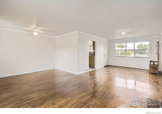 4331 Page Pl, Loveland, CO 80537 - empty room featuring a textured ceiling, crown molding, hardwood / wood-style flooring, and ceiling fan