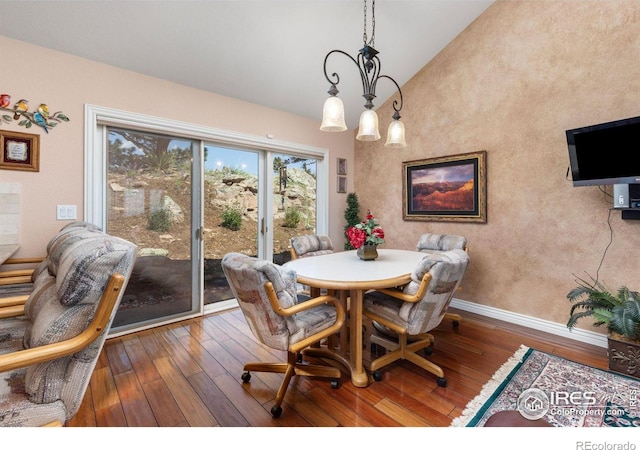 6183 Red Hill Rd, Boulder, CO 80302 - dining area with hardwood / wood-style flooring and lofted ceiling