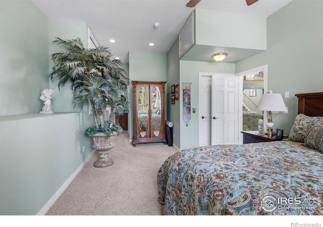 6183 Red Hill Rd, Boulder, CO 80302 - carpeted bedroom with recessed lighting and a ceiling fan