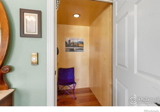 6183 Red Hill Rd, Boulder, CO 80302 - hallway with wood finished floors and recessed lighting