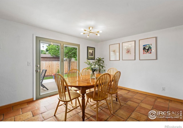 2306 Ptelea Ct, Loveland, CO 80538 - dining area featuring a chandelier and baseboards