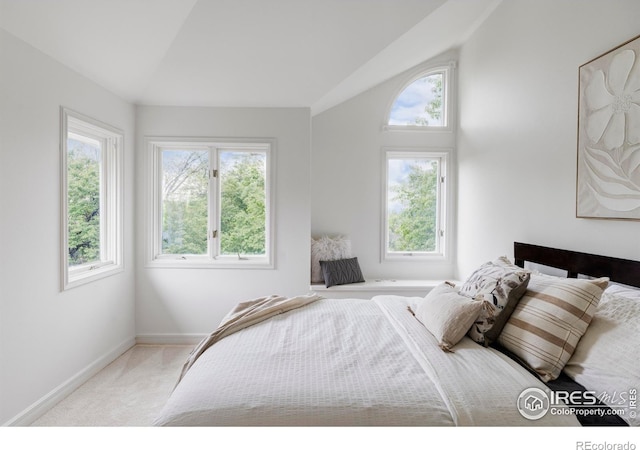 3421 4th St, Boulder, CO 80304 - carpeted bedroom featuring vaulted ceiling and baseboards