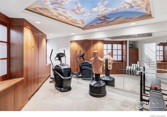 3421 4th St, Boulder, CO 80304 - workout area featuring recessed lighting and a raised ceiling