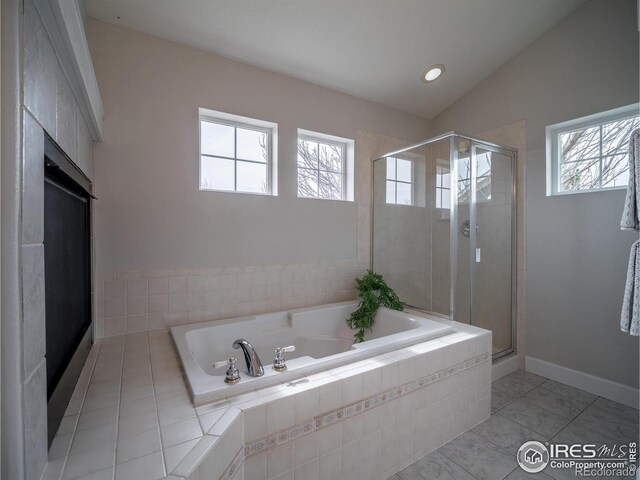 2946 Shoshone Trl, Lafayette, CO 80026 - full bathroom featuring a garden tub, a shower stall, and recessed lighting
