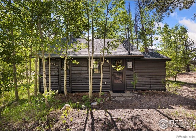 11614 Peak To Peak Hwy, Allenspark, CO 80510 - back of property featuring a shingled roof