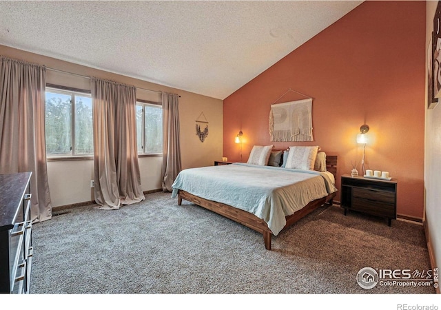 3593 S Gibralter Cir, Aurora, CO 80013 - carpeted bedroom featuring lofted ceiling and a textured ceiling