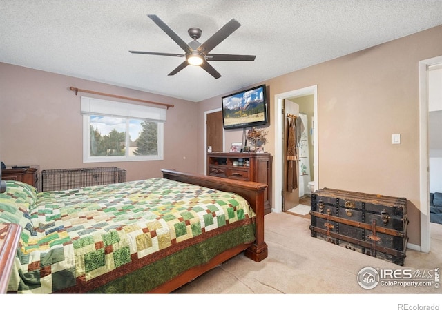 3920 Windom St, Fort Collins, CO 80526 - bedroom featuring light carpet, a textured ceiling, and ceiling fan