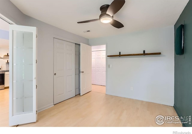 5918 Gunbarrel Ave Unit B, Boulder, CO 80301 - unfurnished bedroom with light wood-style floors and ceiling fan