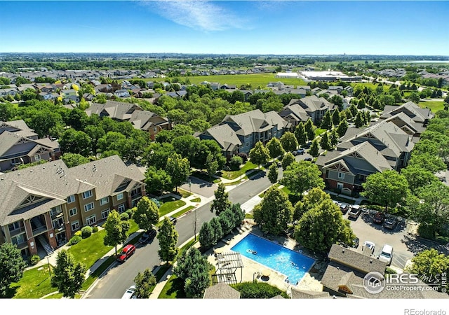 2450 Windrow Dr Unit E106, Fort Collins, CO 80525 - aerial perspective of suburban area featuring a pool