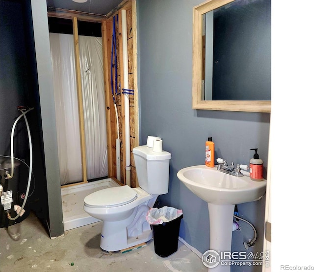 18082 County Road 25, Brush, CO 80723 - full bath featuring a stall shower and unfinished concrete flooring