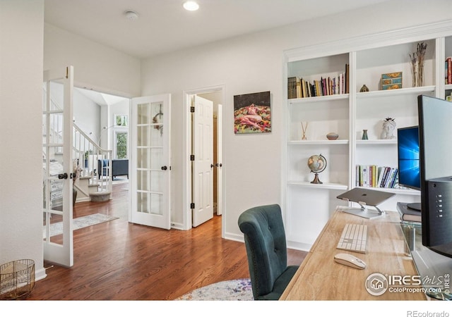 345 Onyx Way, Superior, CO 80027 - office area featuring french doors and wood finished floors