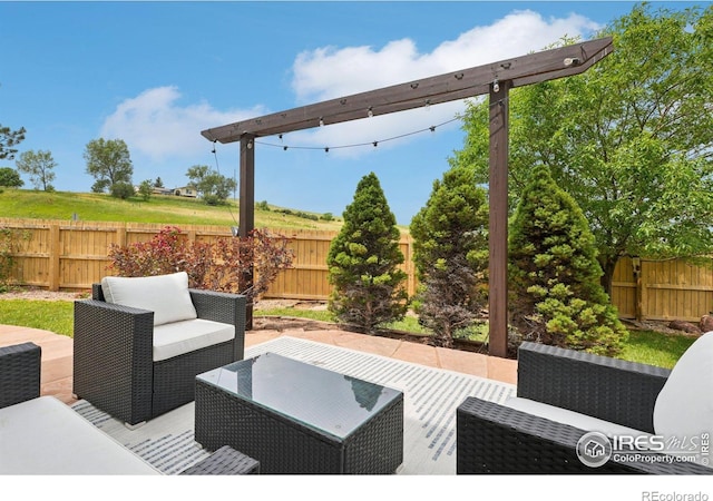 345 Onyx Way, Superior, CO 80027 - fenced backyard with an outdoor living space and a patio area