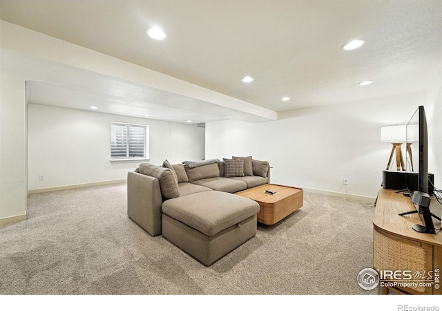 1217 Sycamore St, Fort Collins, CO 80521 - living room featuring carpet flooring and recessed lighting