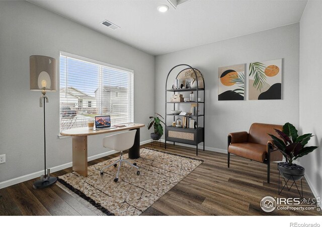 2310 Angus St, Mead, CO 80542 - office area featuring wood finished floors and recessed lighting