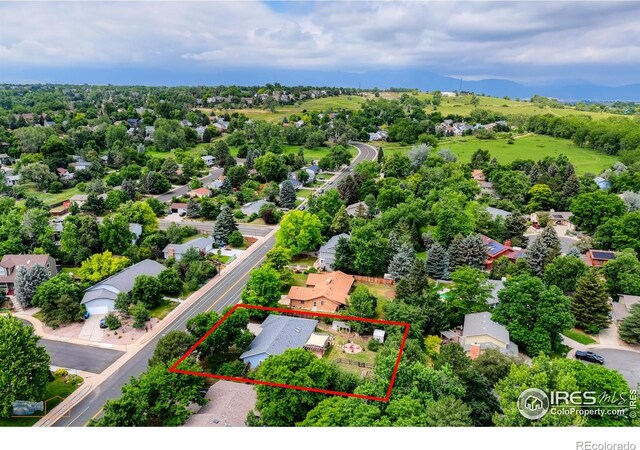 419 Centennial Dr, Louisville, CO 80027 - aerial perspective of suburban area featuring property parcel outlined