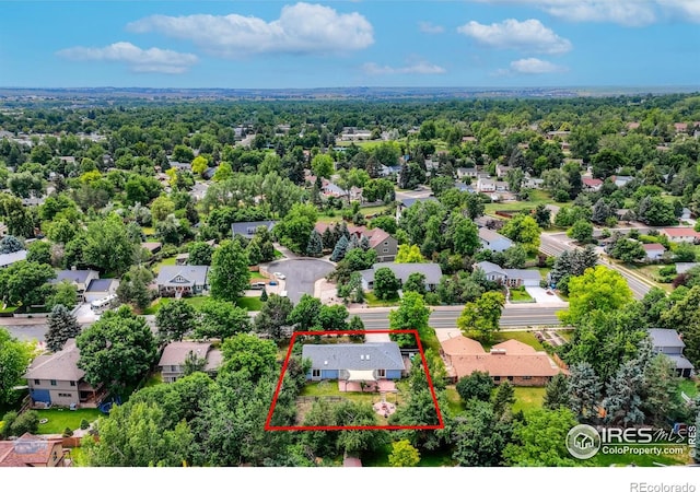 419 Centennial Dr, Louisville, CO 80027 - aerial perspective of suburban area with property boundaries highlighted
