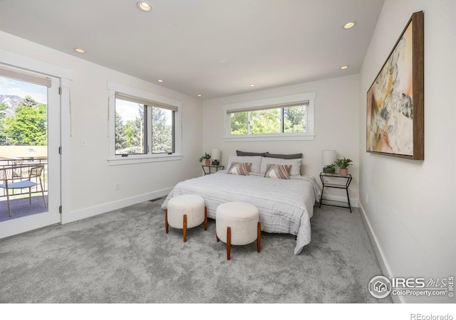 1260 Claremont Dr, Boulder, CO 80305 - bedroom with recessed lighting, access to outside, and carpet flooring