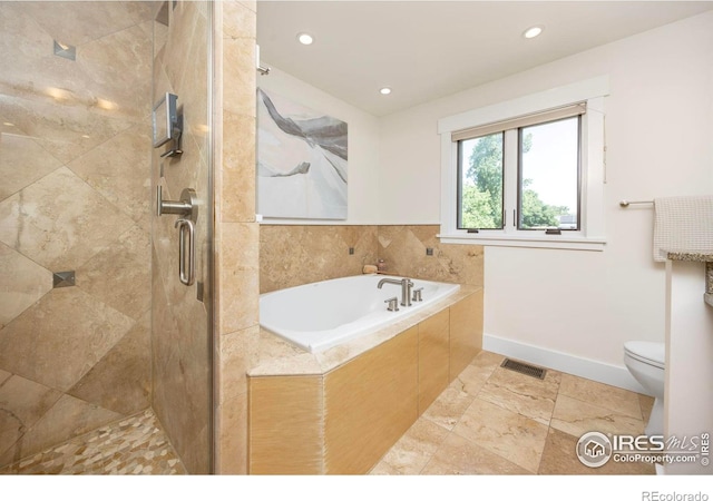 1260 Claremont Dr, Boulder, CO 80305 - full bath featuring a garden tub, a stall shower, and recessed lighting