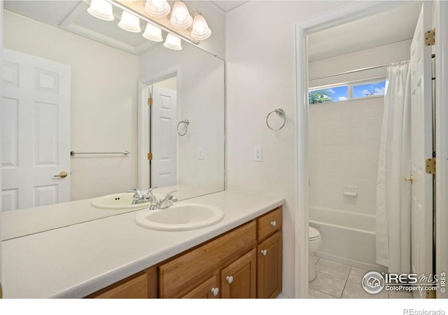 10216 Sandy Ridge Ct, Firestone, CO 80504 - full bath with vanity, tile patterned flooring, and shower / bathtub combination with curtain