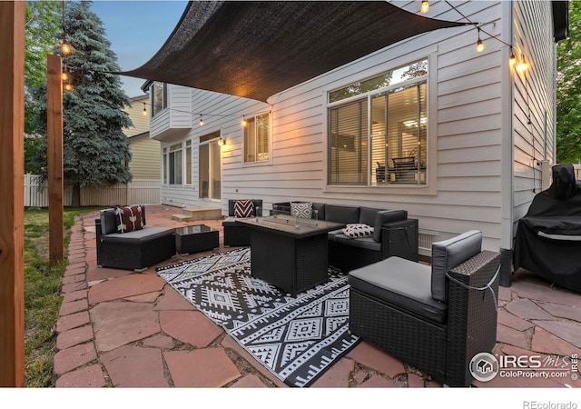 10216 Sandy Ridge Ct, Firestone, CO 80504 - view of patio / terrace featuring an outdoor hangout area and a grill